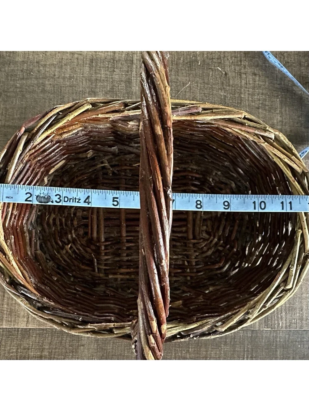Handwoven Willow Gathering Basket Rustic Farmhouse Market Picnic Handle Basket